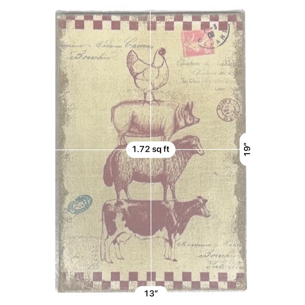 Farmhouse Stacked Animals Canvas Wall Art French Country Burlap Decor 13x19in‎